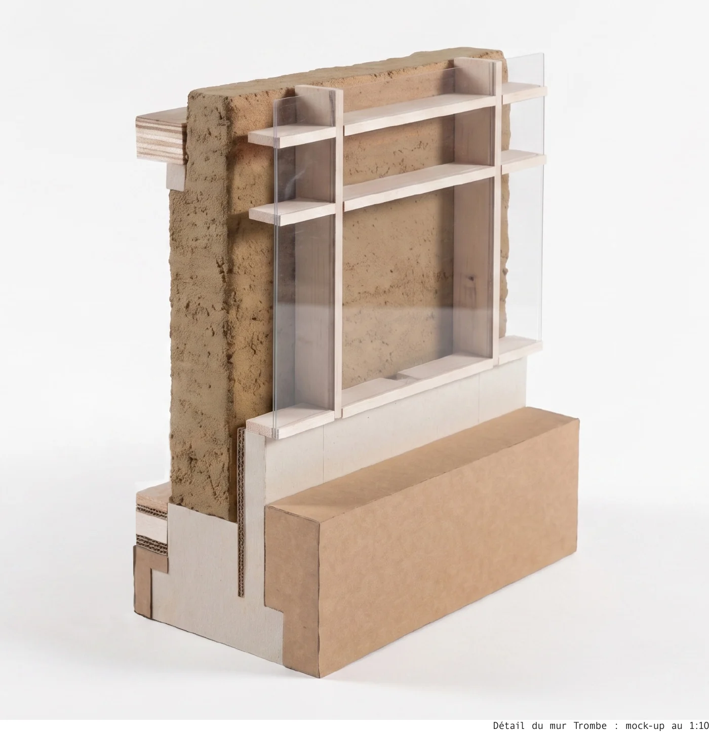Détail du mur Trombe : mock-up au 1:10
