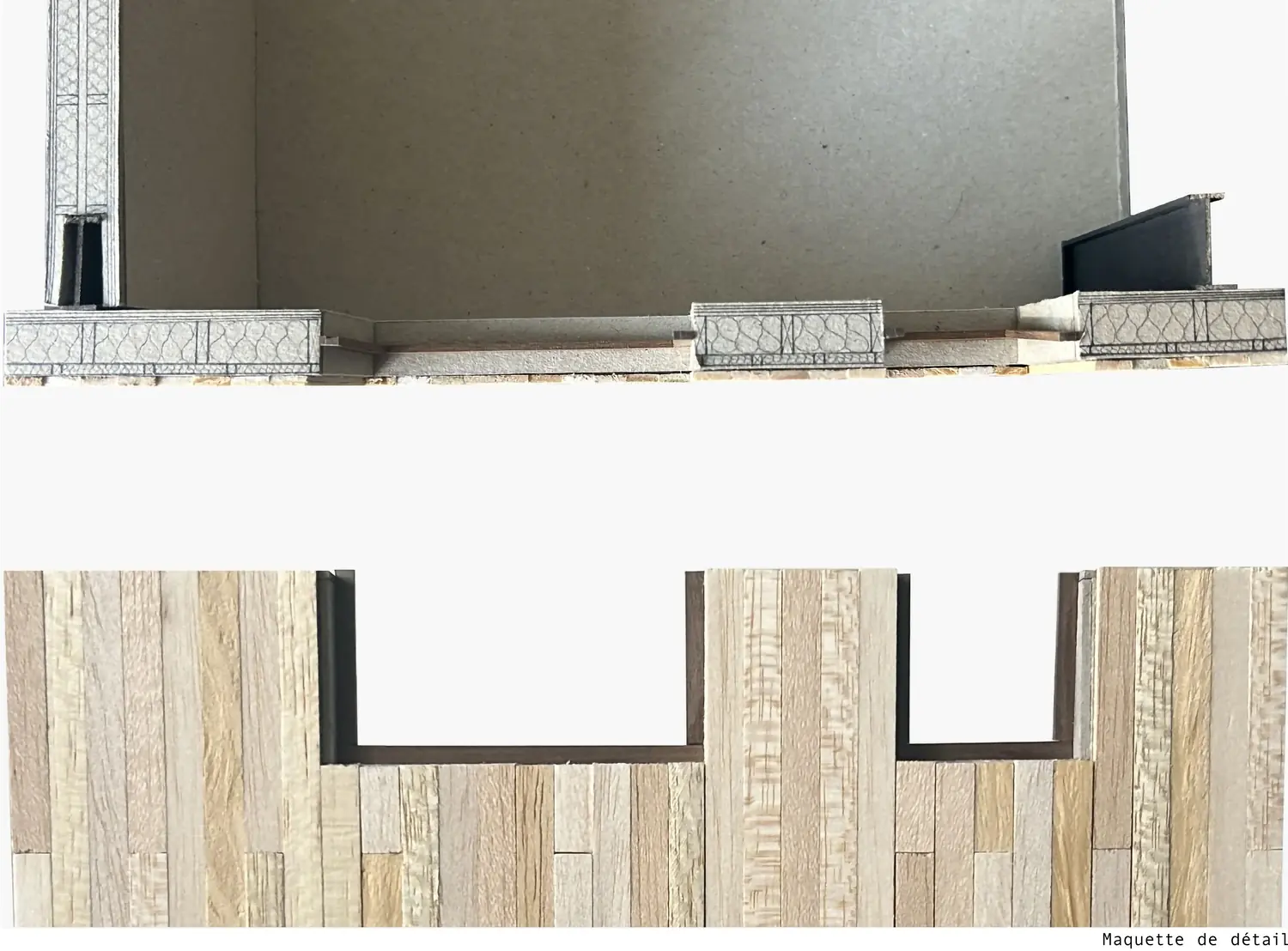 Maquette de détail : vues rapprochées du bardage