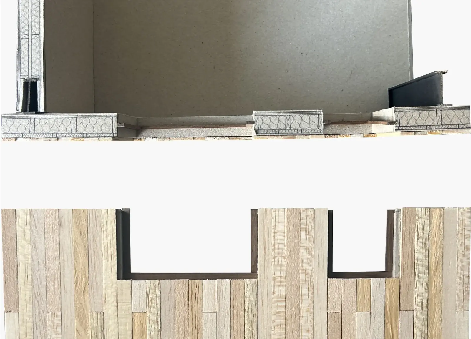 Maquette : le bardage de bois de récupération